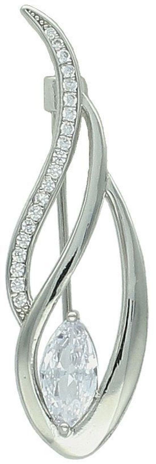 Broszka damska zdobiona cyrkoniami próba 925, DIA-BRO-12330-925 Elegancka broszka damska wykonana z wysokiej jakości srebra próby 925, zdobiona cyrkoniami 1.jpg
