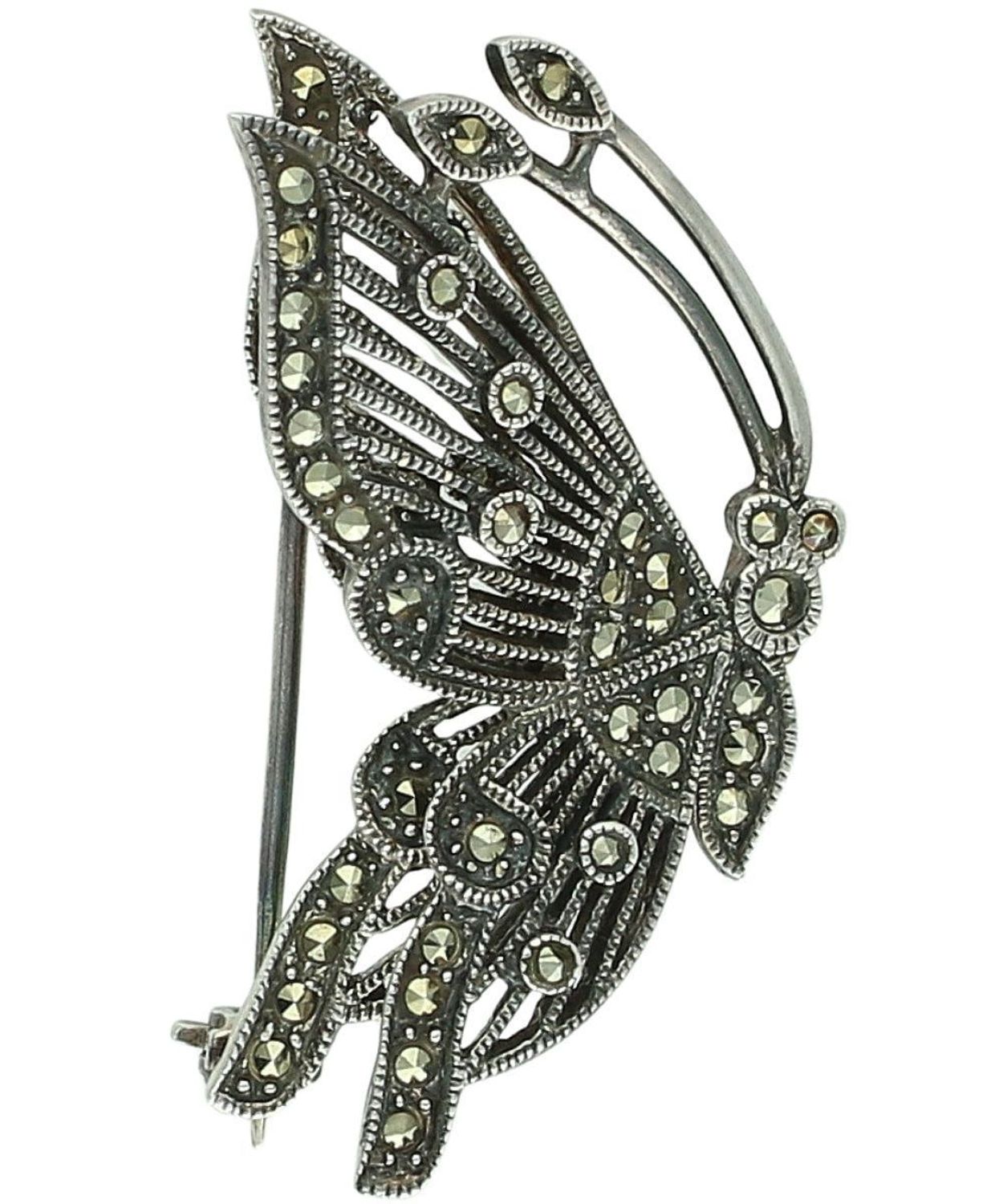 Srebrna broszka motyl z markazytami 925 – damska motyl broszka.jpg