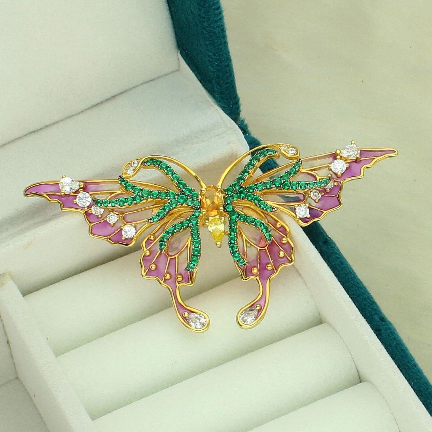 Srebrna broszka motyl z kolorowymi cyrkoniami 925 – elegancka broszka 7 cm (5).jpg