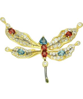 Srebrna broszka ważka pozłacana 925 z kolorowymi cyrkoniami – elegancka broszka (5).jpg