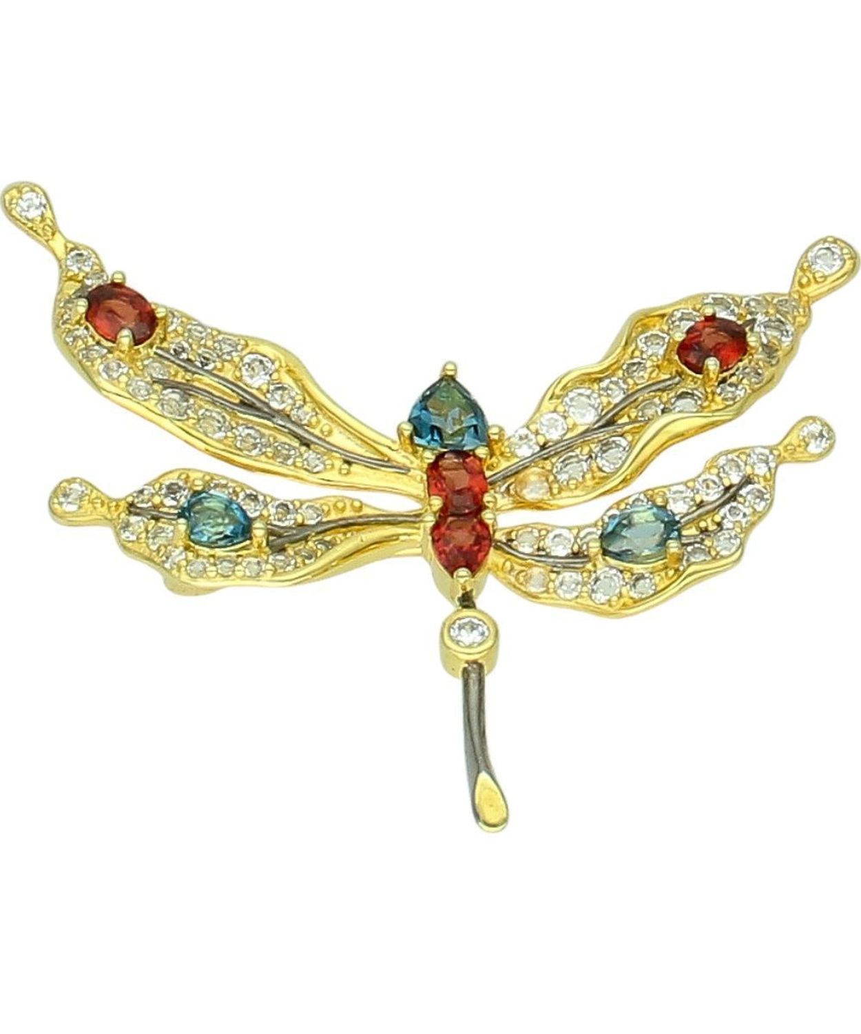 Srebrna broszka ważka pozłacana 925 z kolorowymi cyrkoniami – elegancka broszka (4).jpg