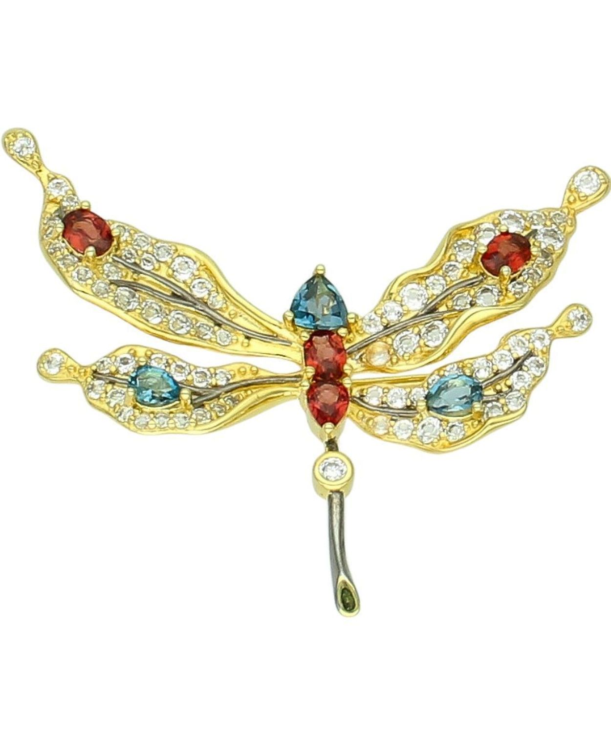 Srebrna broszka ważka pozłacana 925 z kolorowymi cyrkoniami – elegancka broszka (4).jpg