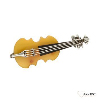 Srebrna broszka skrzypce z bursztynu DIA-BRO-2914-925.jpg