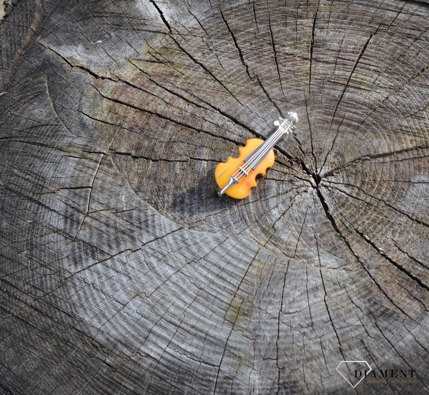 Srebrna broszka skrzypce z bursztynu DIA-BRO-2914-925.jpg