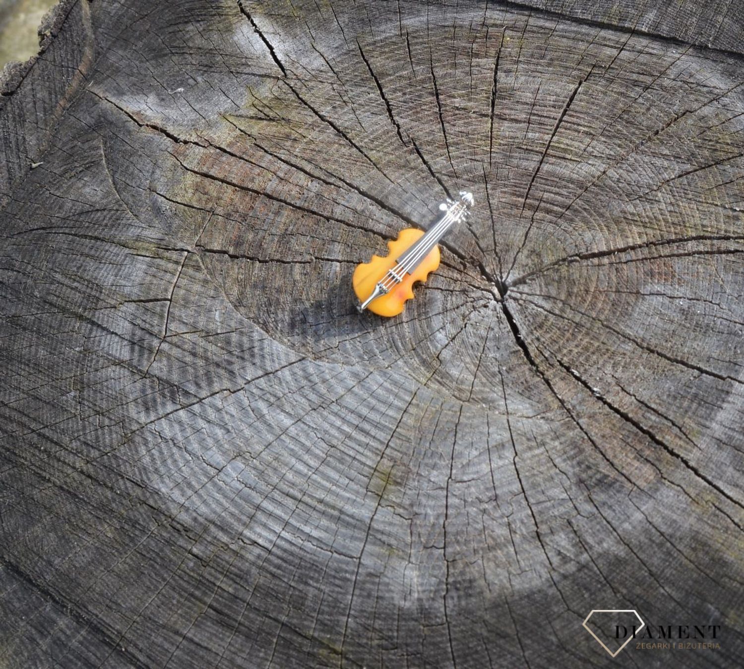 Srebrna broszka skrzypce z bursztynu DIA-BRO-2914-925.jpg