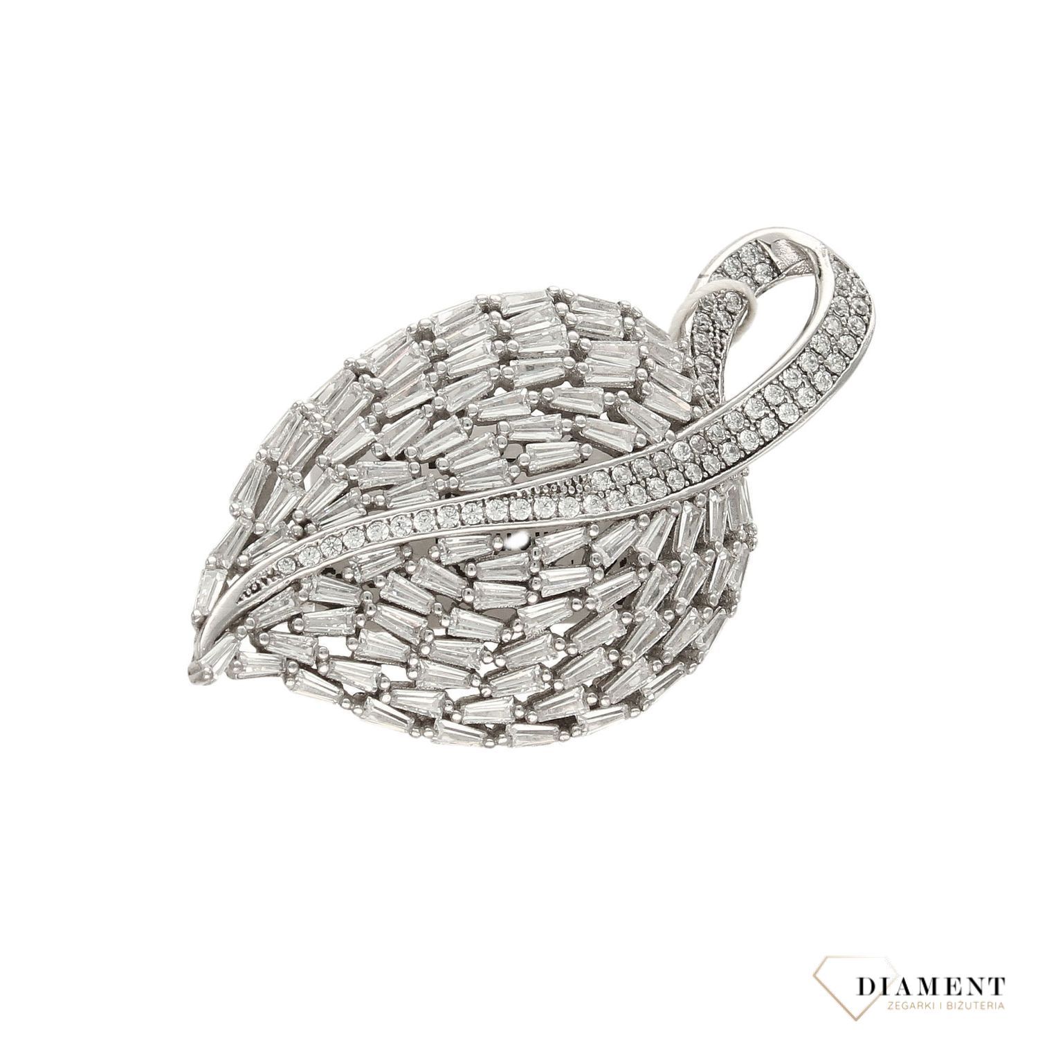 Srebrna broszka liść z cyrkoniami DIA-BRO-2921-925.jpg