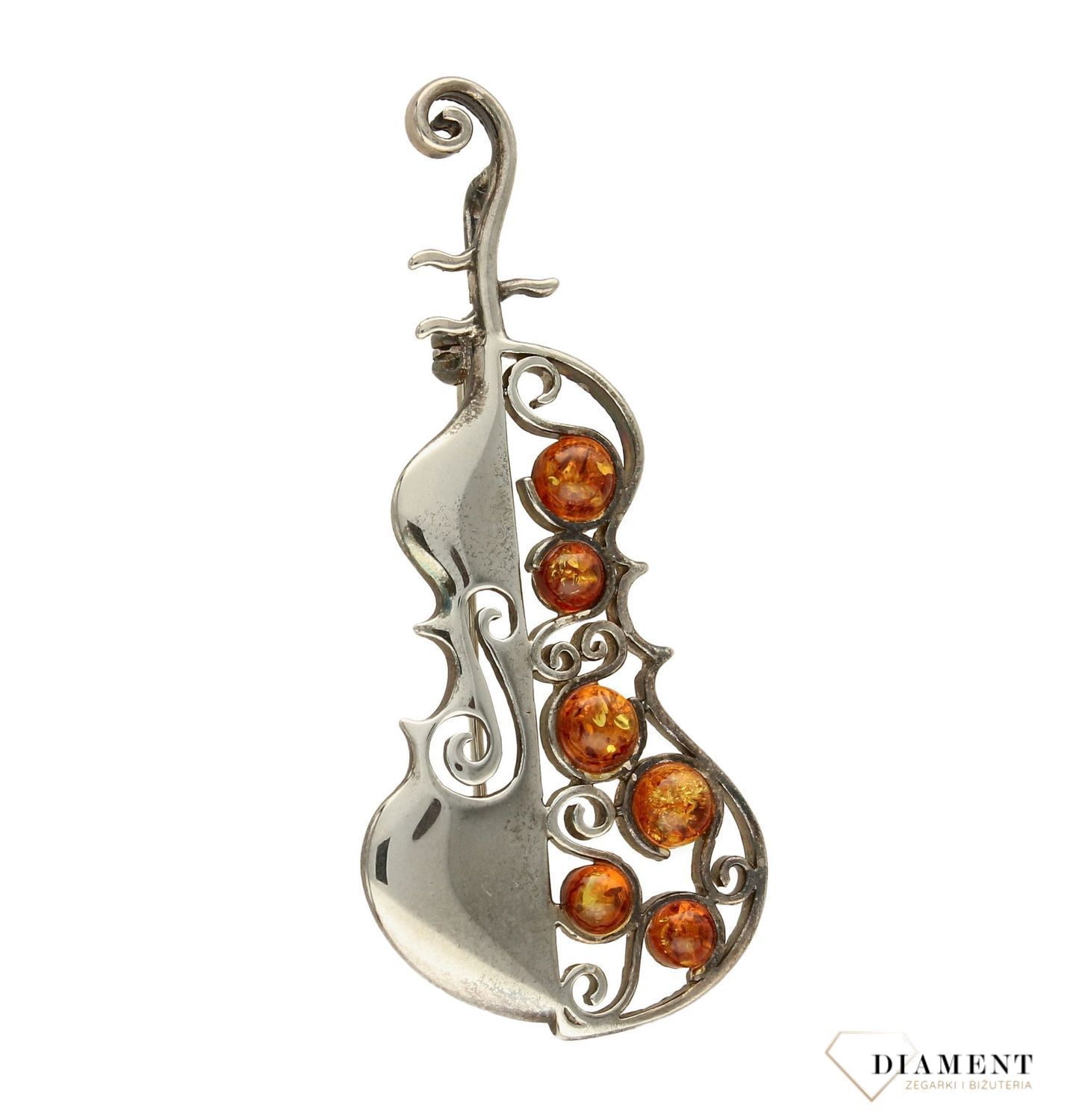 Srebrna zawieszka kontrabas z bursztynem DIA-BRO-2944-925.jpg