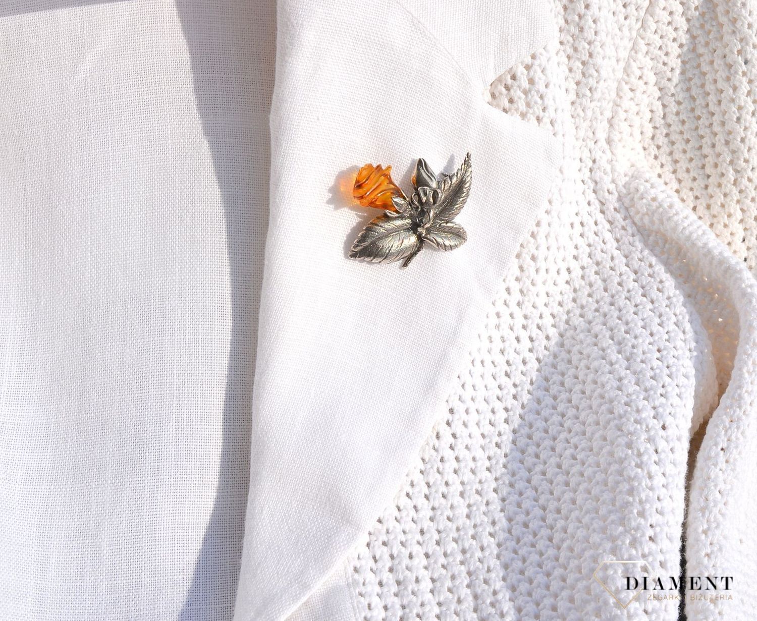 Srebrna broszka róża bursztyn DIA-BRO-2946-925.jpg