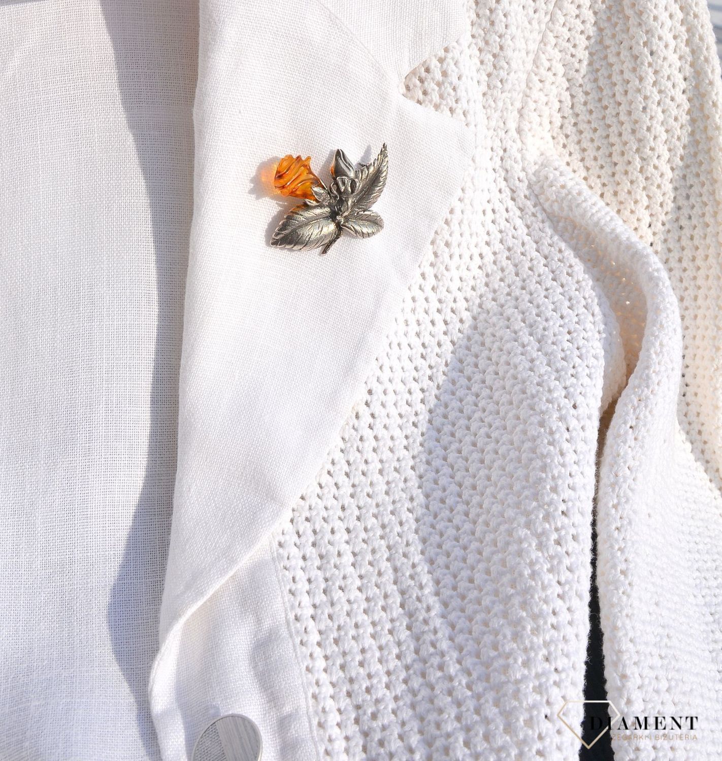 Srebrna broszka róża bursztyn DIA-BRO-2946-925.jpg
