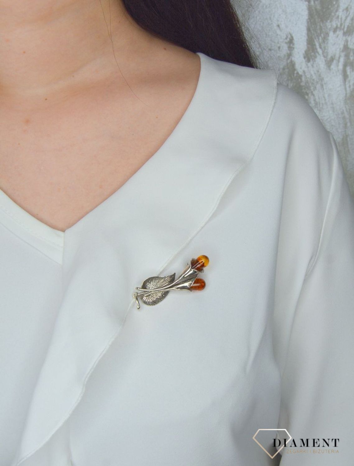 Broszka srebrna 925 bursztyn kalia DIA-BRO-2949-925.jpg