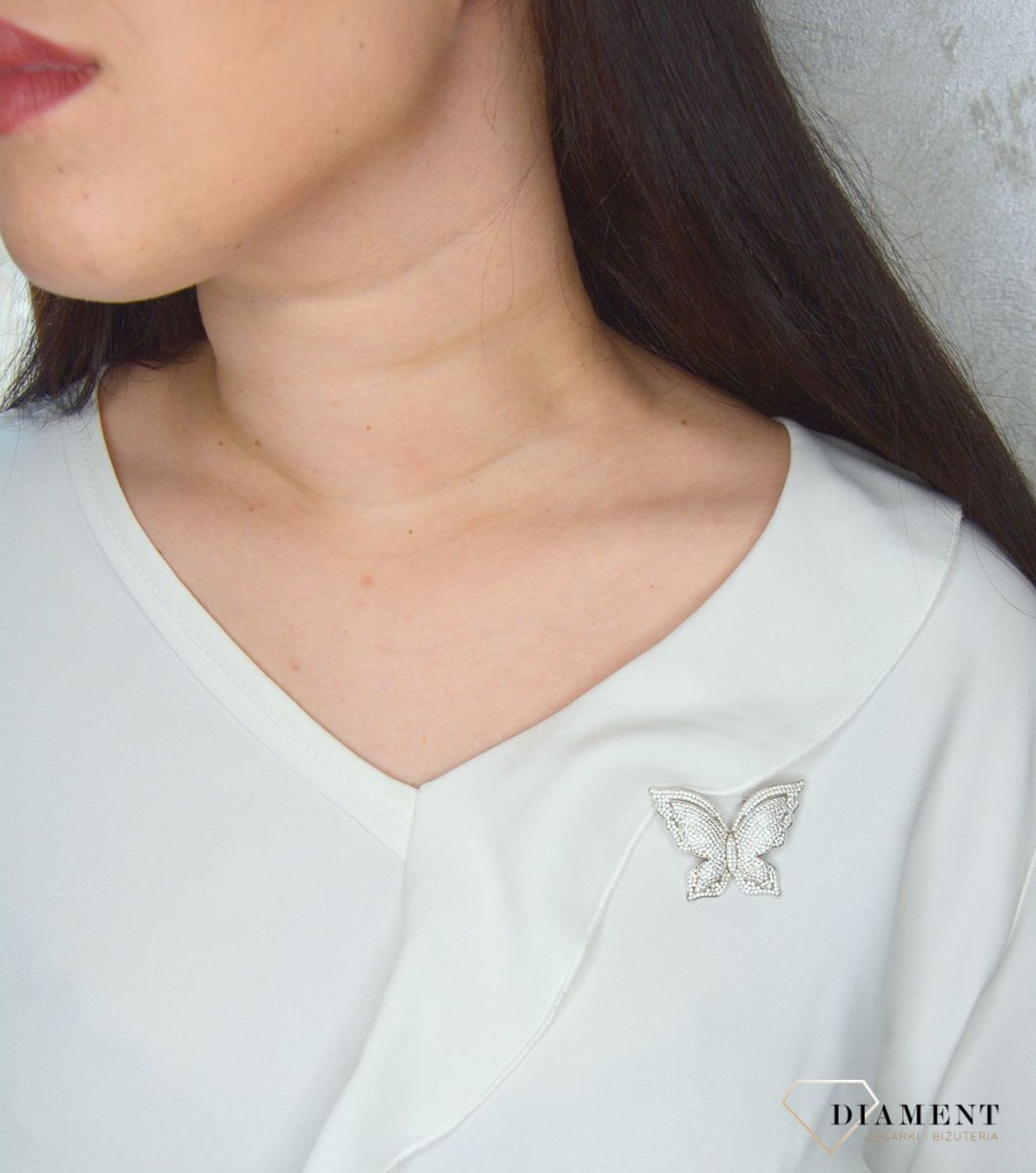 Broszka srebrna 925 motyl z cyrkoniami DIA-BRO-2950-925.jpg