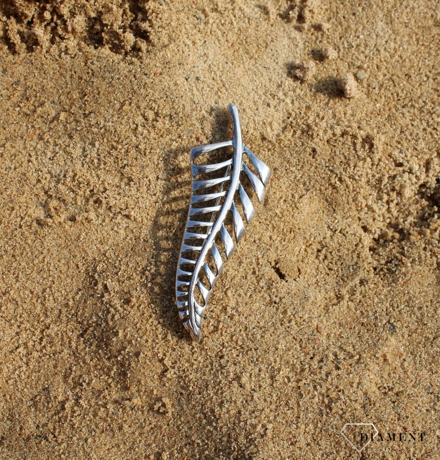 Srebrna broszka gładki liść paproci DIA-BRO-3348-925.jpg