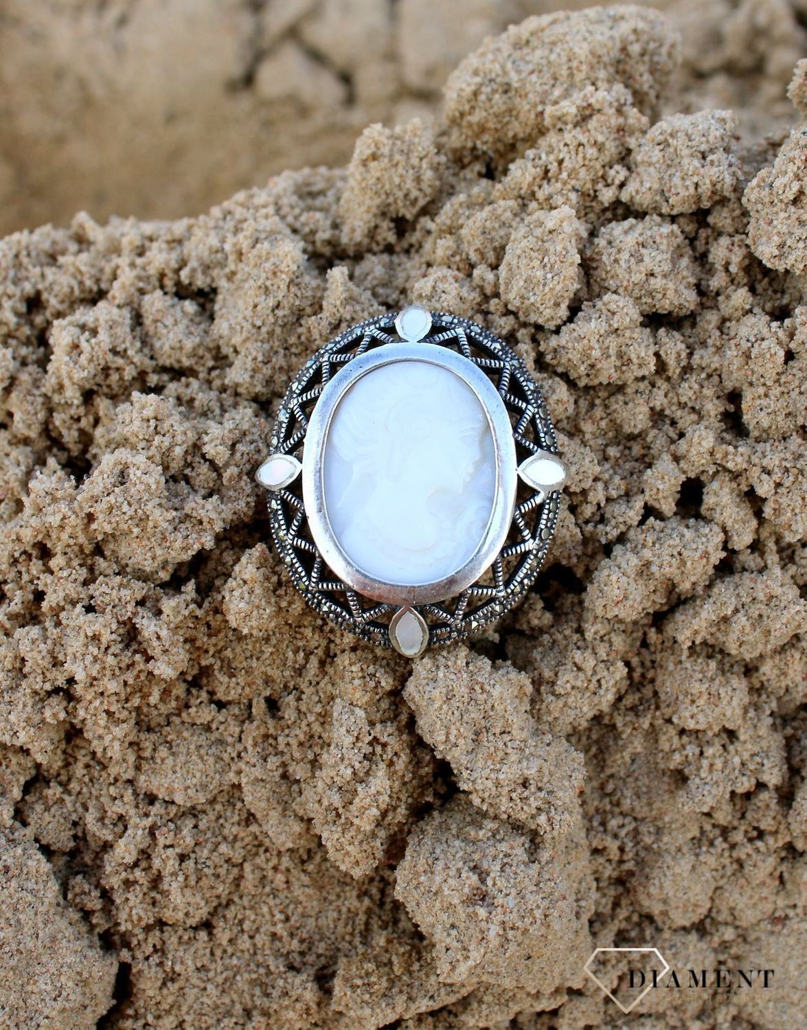 Srebrna broszka z markazytami Kamea DIA-BRO-3353-925.jpg