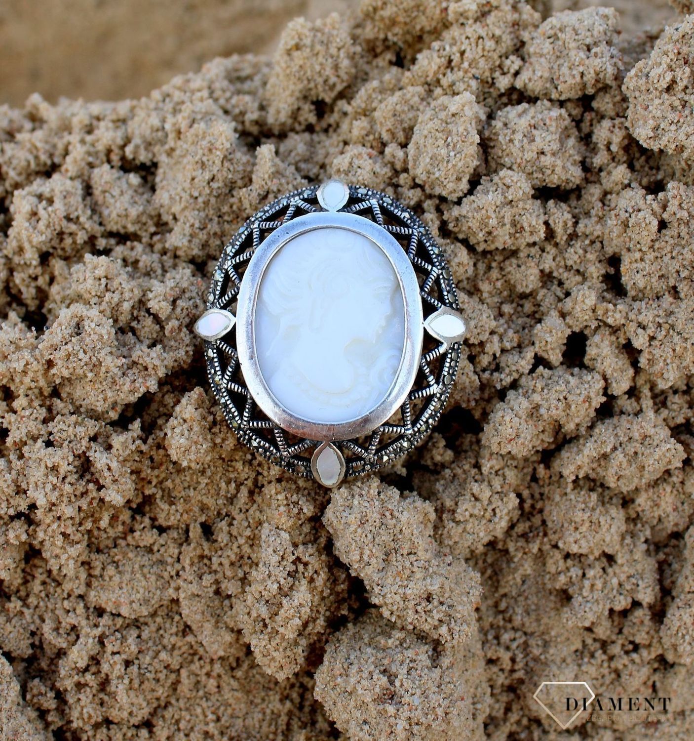 Srebrna broszka z markazytami Kamea DIA-BRO-3353-925.jpg