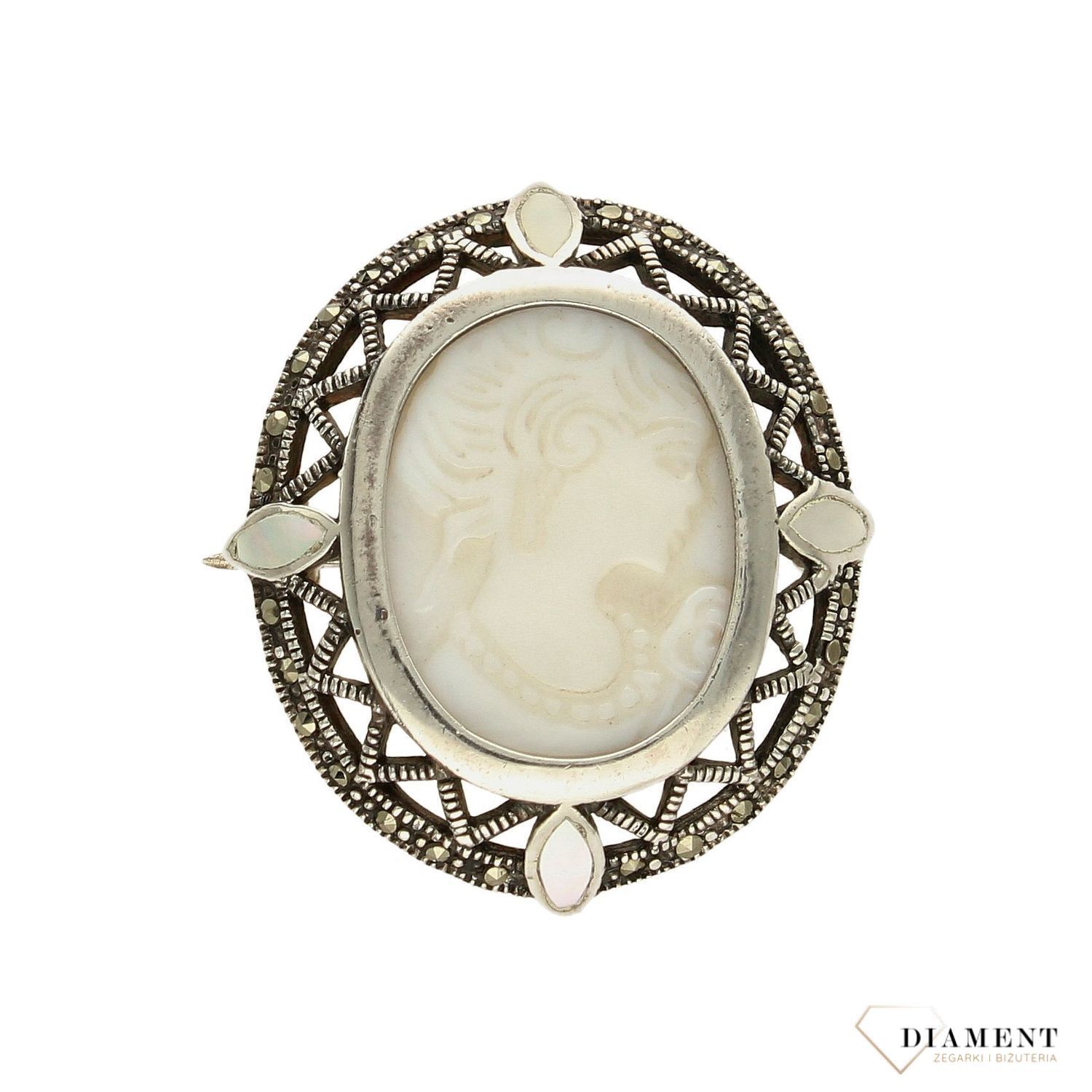 Srebrna broszka z markazytami Kamea DIA-BRO-3353-925.jpg