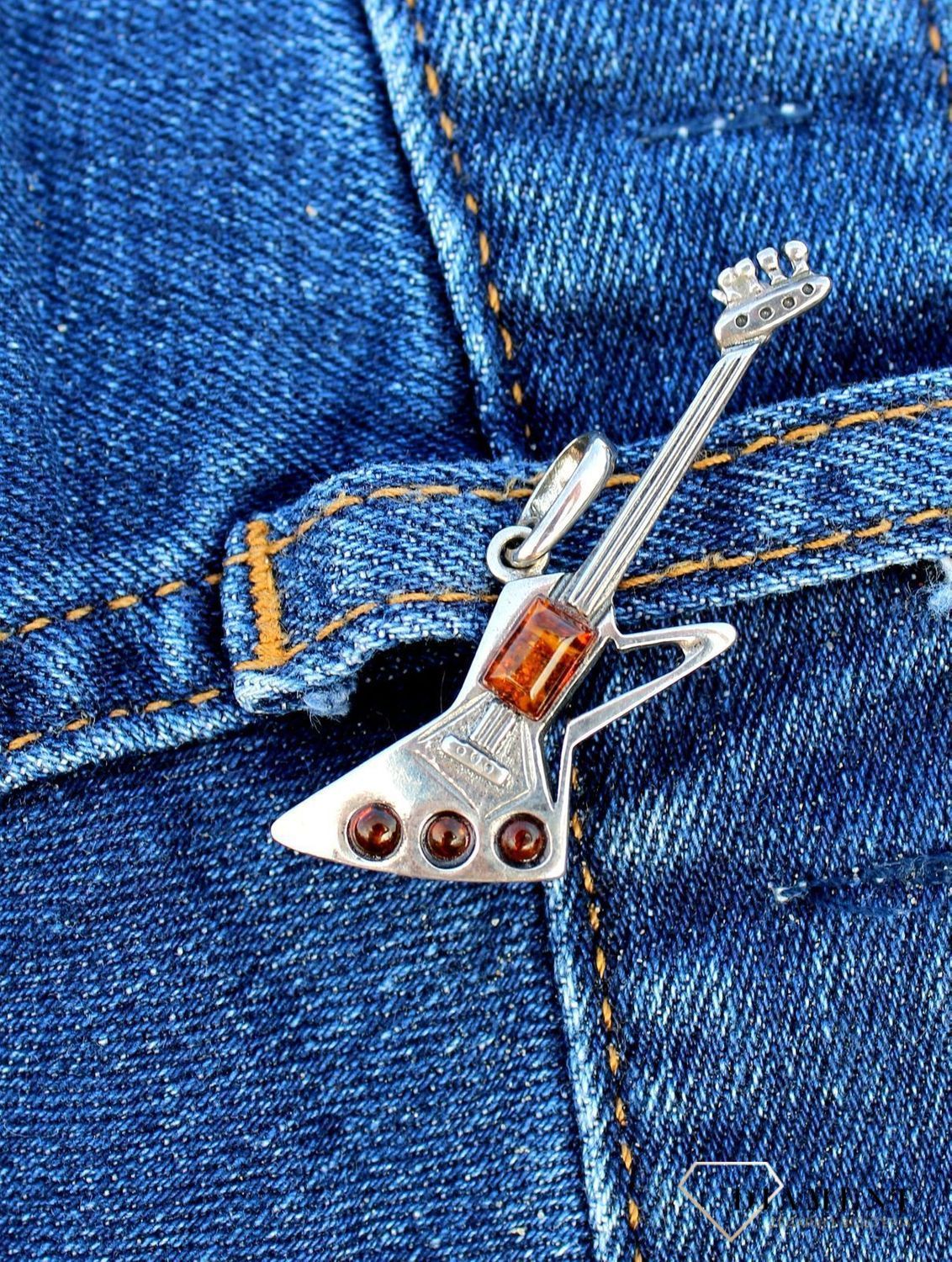 Srebrna broszka bursztyn gitara elektryczna DIA-BRO-3355-925.jpg