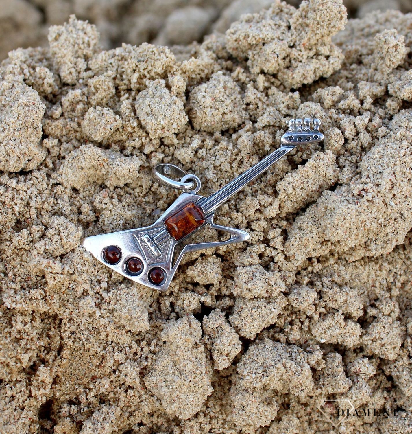 Srebrna broszka bursztyn gitara elektryczna DIA-BRO-3355-925.jpg