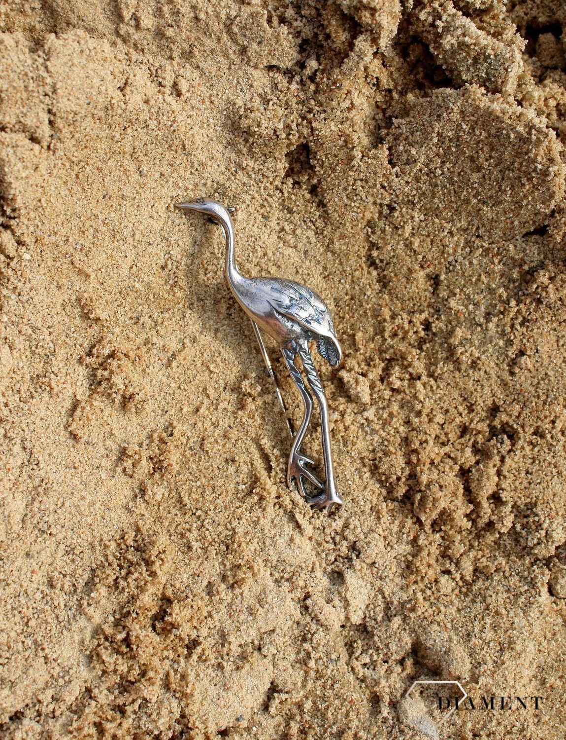 Srebrna broszka w kształcie 'Czapli' DIA-BRO-3360-925.jpg