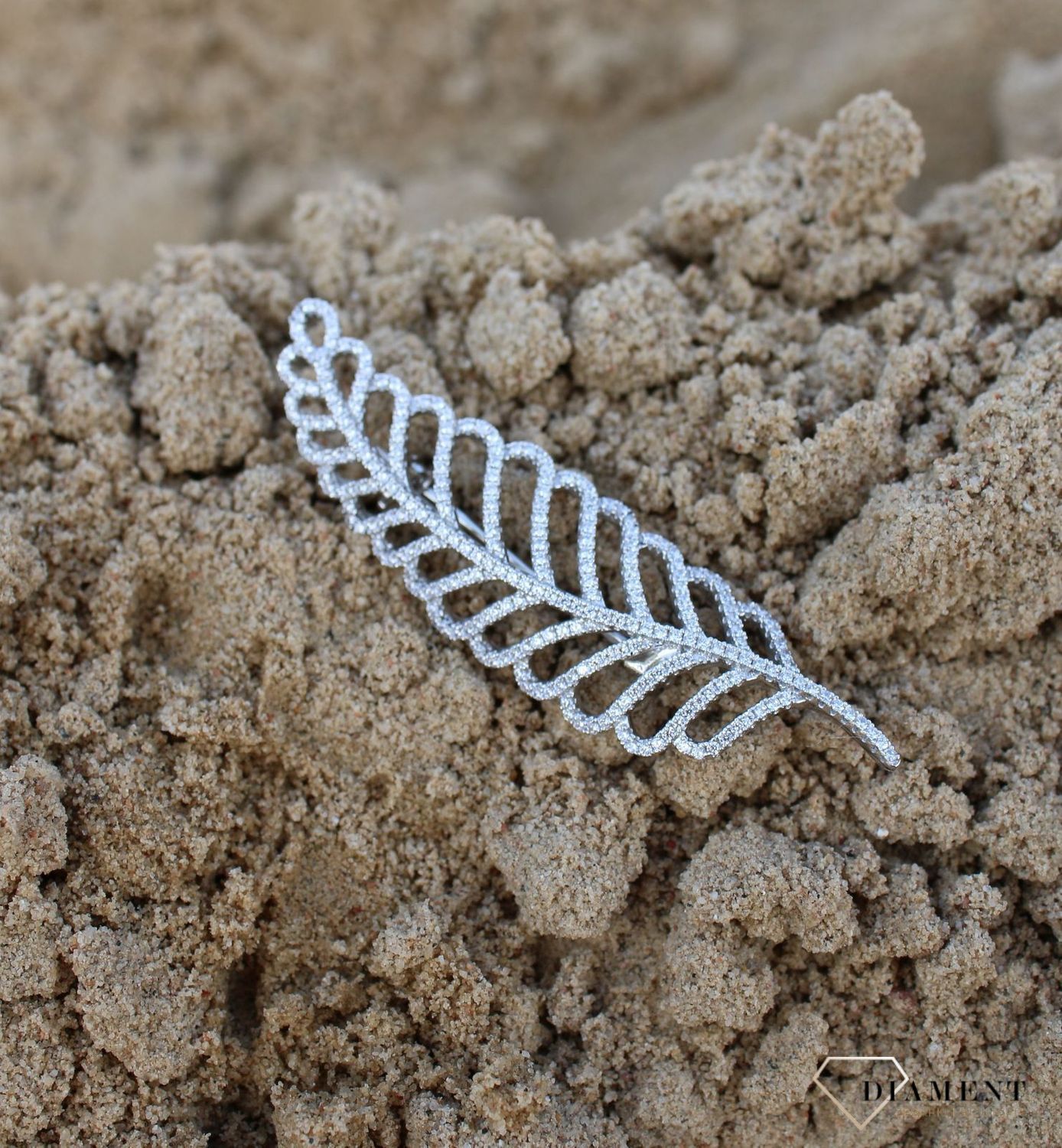 Srebrna broszka liść paproci z cyrkoniami DIA-BRO-3361-925.jpg