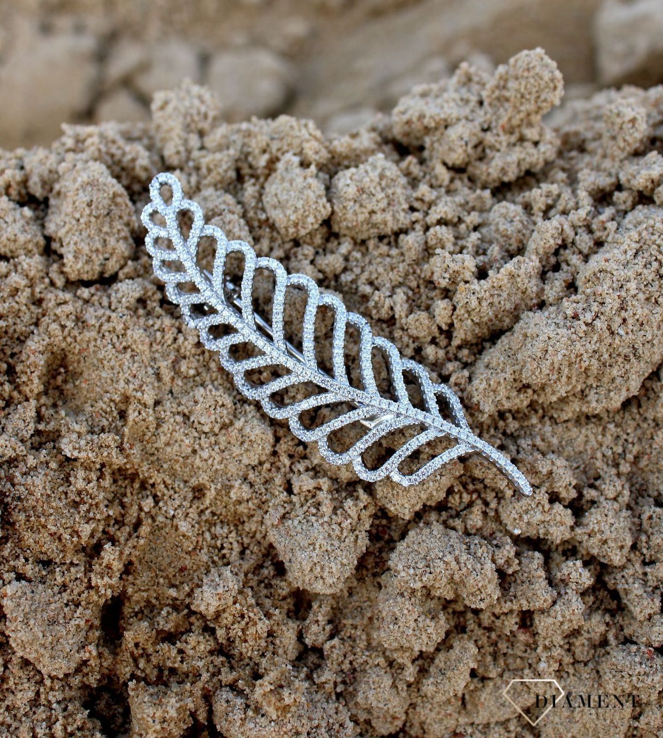 Srebrna broszka liść paproci z cyrkoniami DIA-BRO-3361-925.jpg