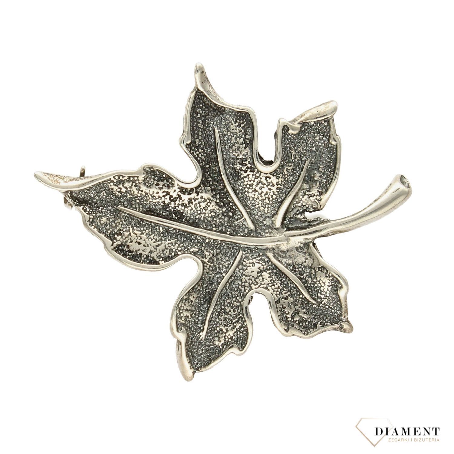 Srebrna broszka w kształcie liścia DIA-BRO-3367-925.jpg