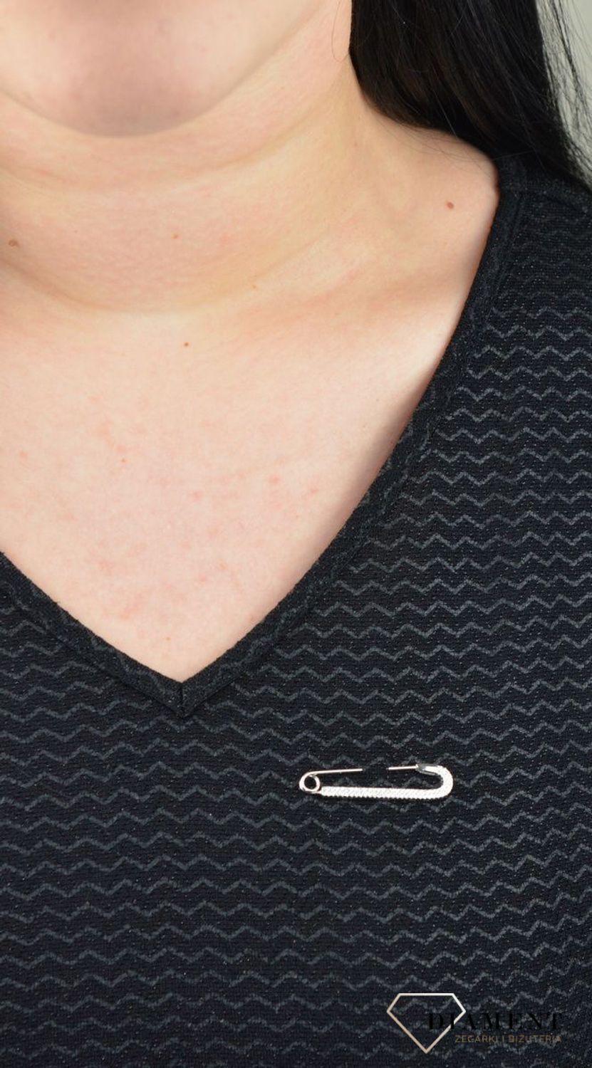 Srebrna broszka wysadzana cyrkoniami, agrafka 925 DIA-BRO-4533-925.jpg