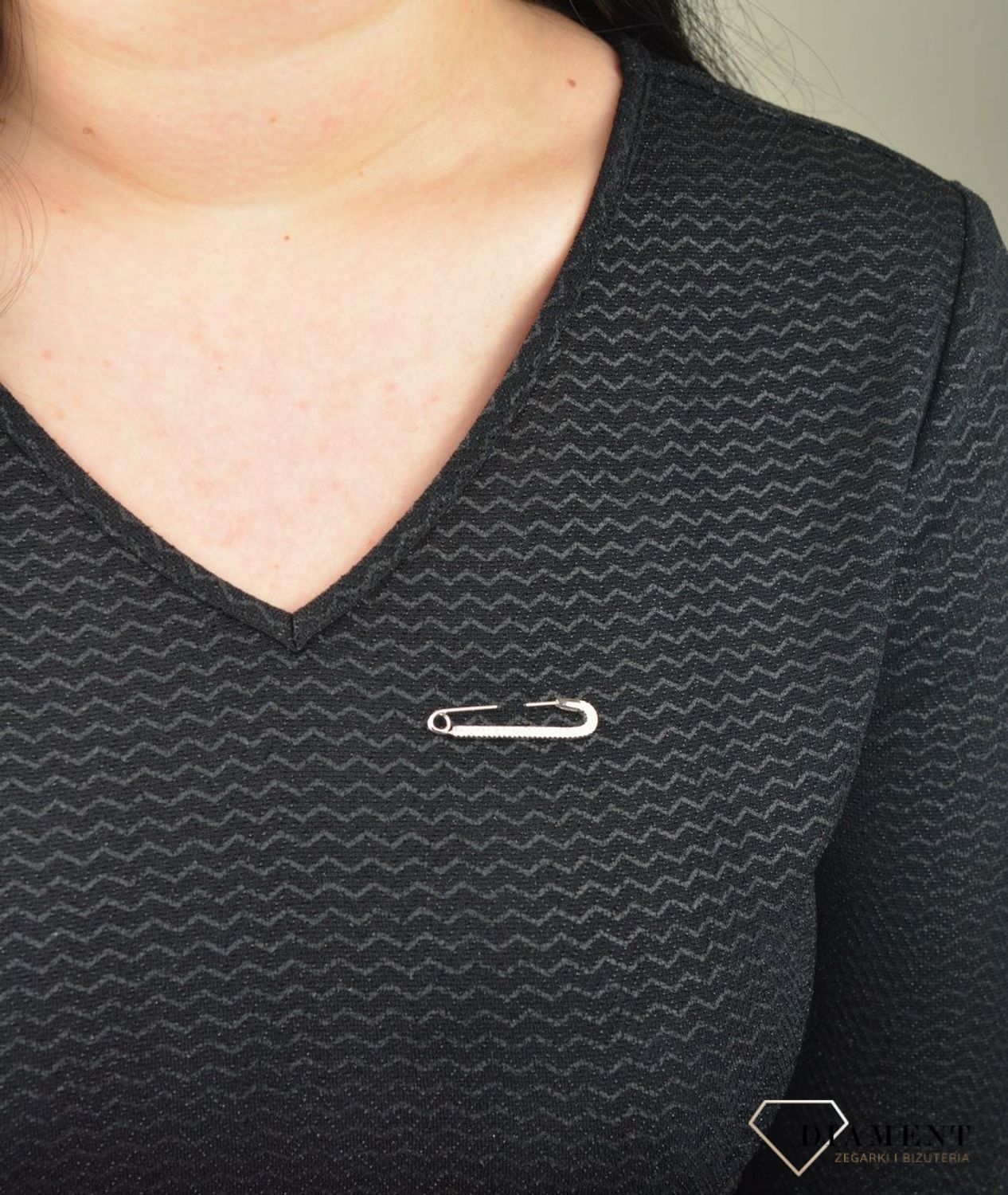 Srebrna broszka wysadzana cyrkoniami, agrafka 925 DIA-BRO-4533-925.jpg