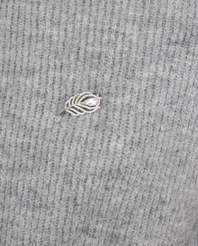 Srebrna broszka w kształcie liścia z białymi kamieniami DIA-BRO-5754-925. Broszka srebrna łabędź. Prezent dla babci. Prezent dla ukochanej mamy. Wyjątkowa srebrna broszka (3).JPG