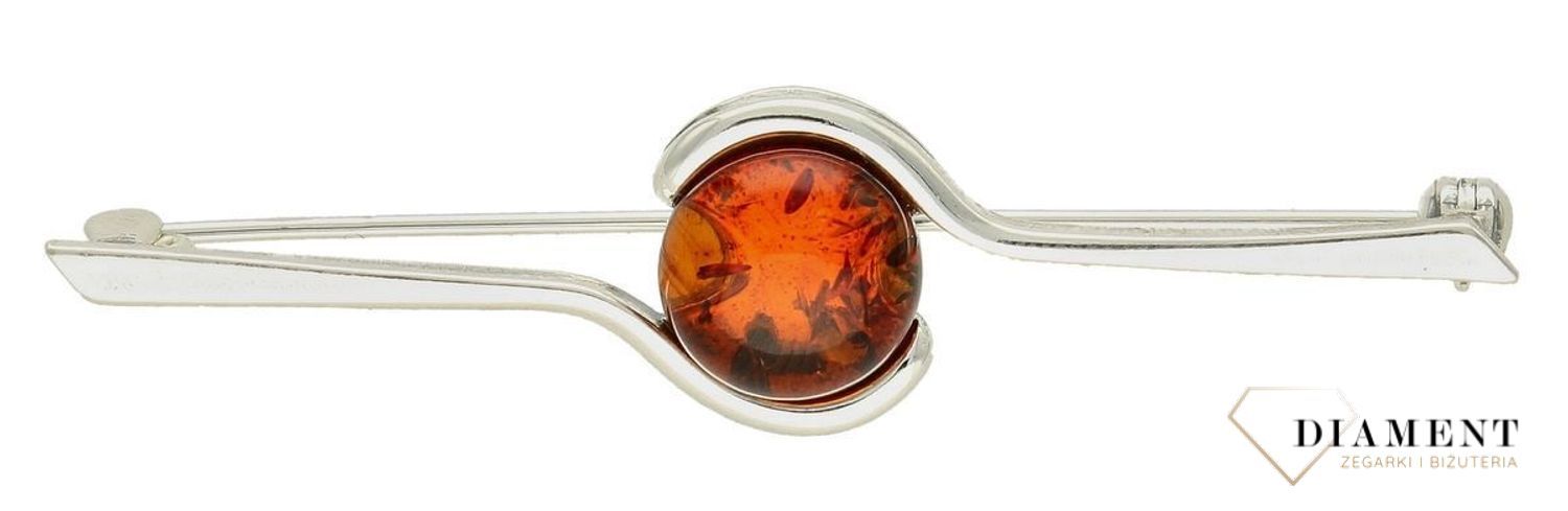 Srebrna broszka damska Uczucie Srebro i Bursztyn Bałtycki DIA-BRO-9928-925ds.jpg