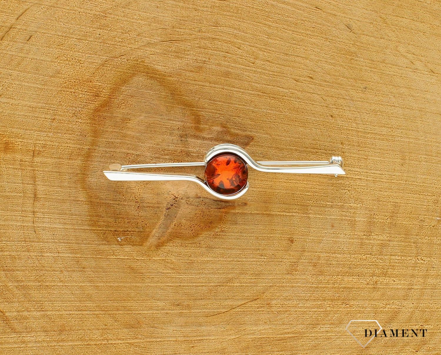 Srebrna broszka damska Uczucie Srebro i Bursztyn Bałtycki DIA-BRO-9928-925ds.jpg