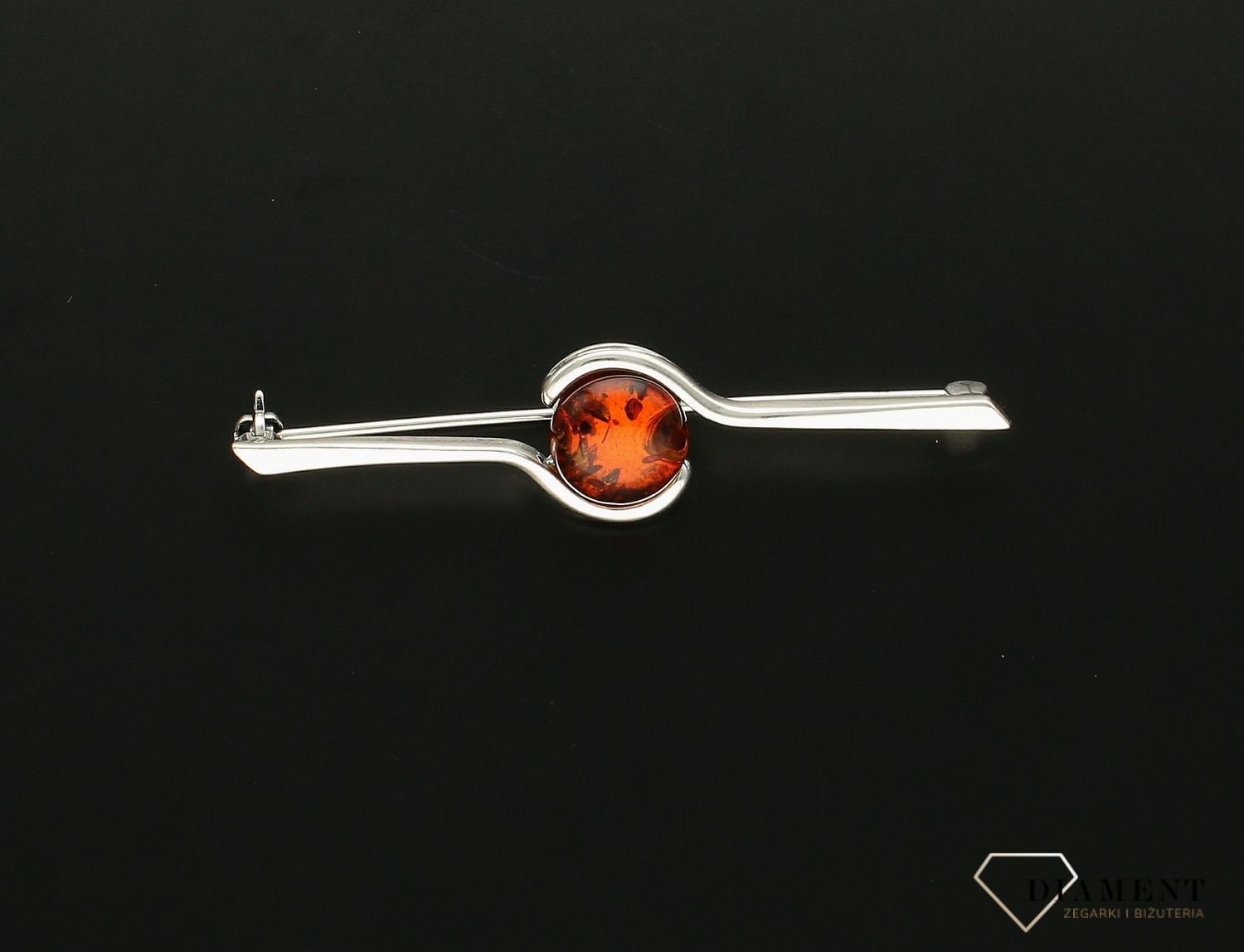 Srebrna broszka damska Uczucie Srebro i Bursztyn Bałtycki DIA-BRO-9928-925ds.jpg