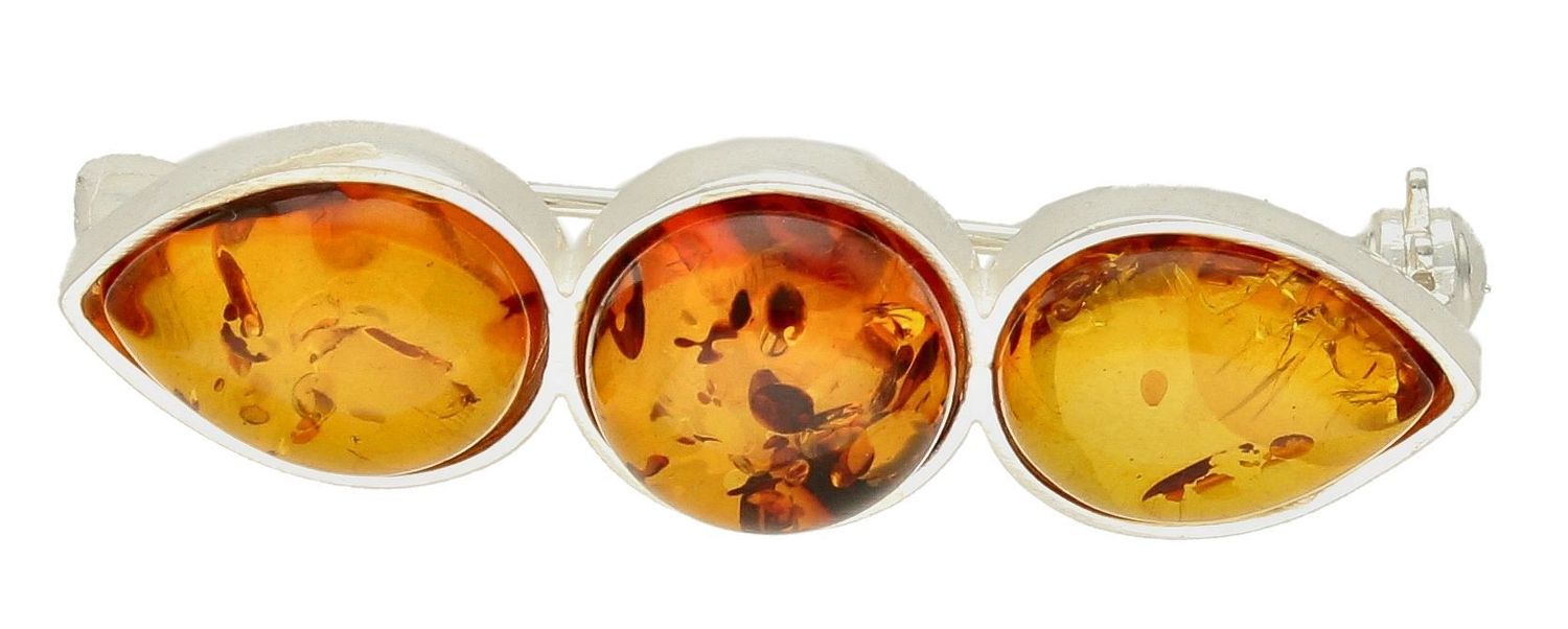 Srebrna broszka damska z koniakowym bursztynem DIA-BRO-9930-925. Srebrna broszka damska. Srebrna broszka idealna na prezent dla mamy, babci. Srebrna broszka z kamieniem. Srebrna broszka z bursztynem (3).jpg