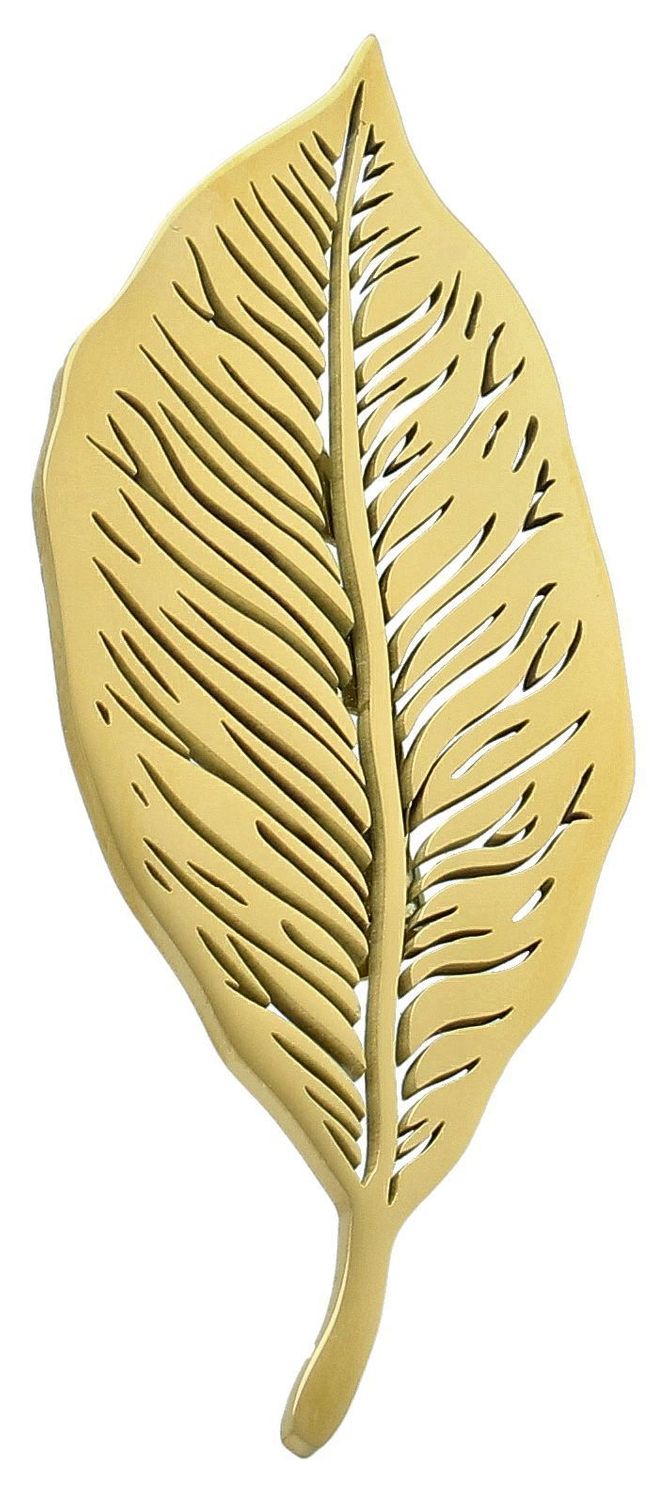 Broszka stalowa pozłacana liść DIA-BRO-BR011628-STAL Stalowa broszka w formie liścia, to świetny dodatek, który urozmaici kobiece stylizacje. 1.jpg