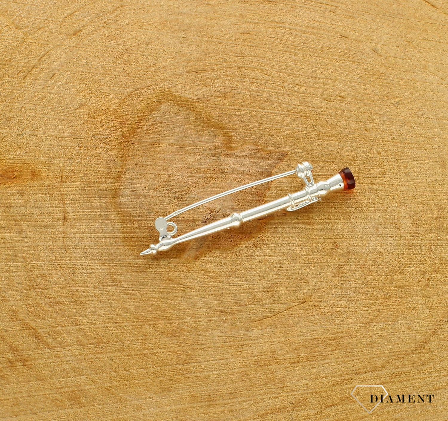 Srebrna broszka damska Flet Srebro i Bursztyn DIA-BRO-FLET-925dds.jpg