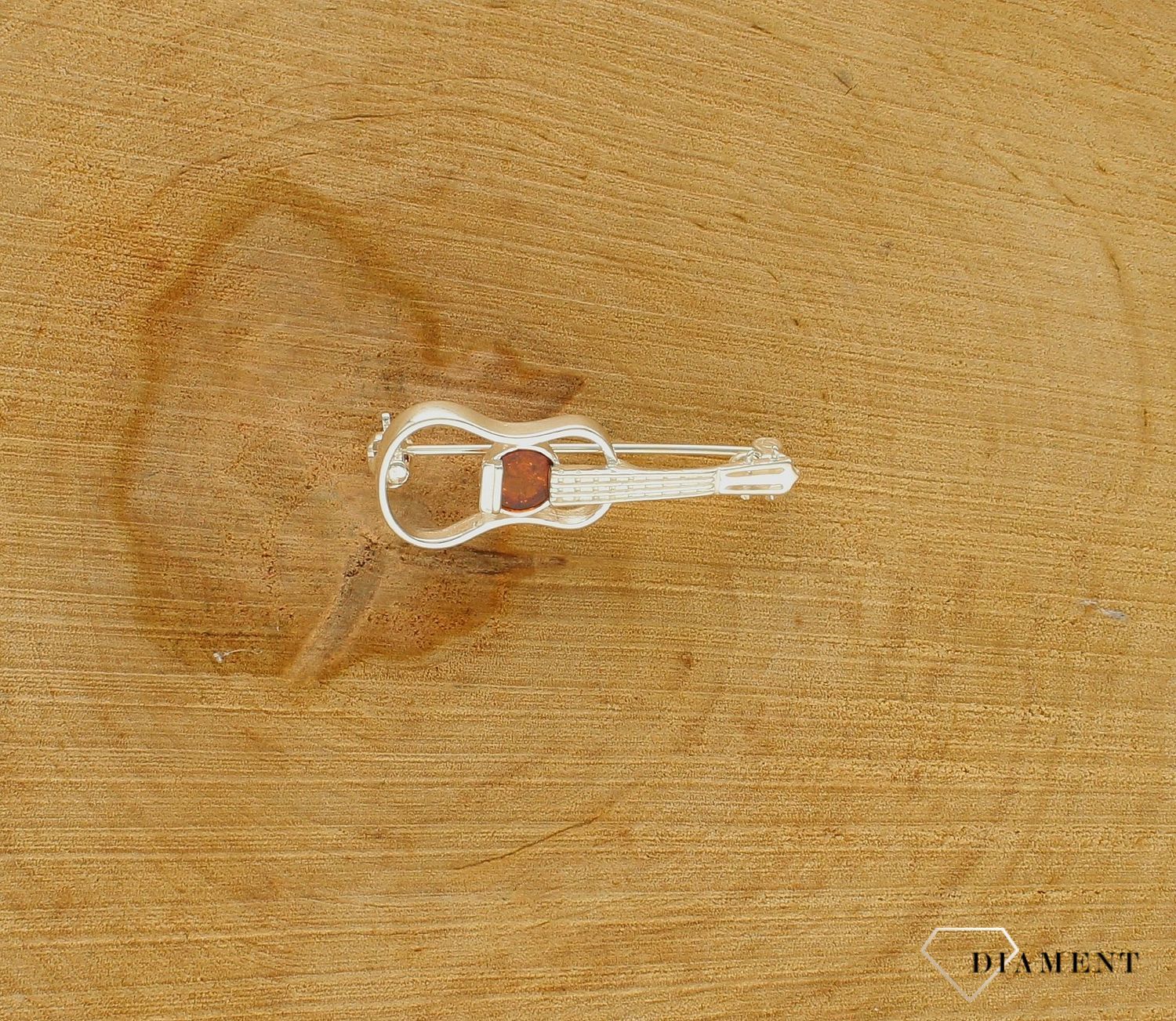 Srebrna broszka damska Gitara Srebro i Bursztyn Bałtycki DIA-BRO-GITARA-925as.jpg