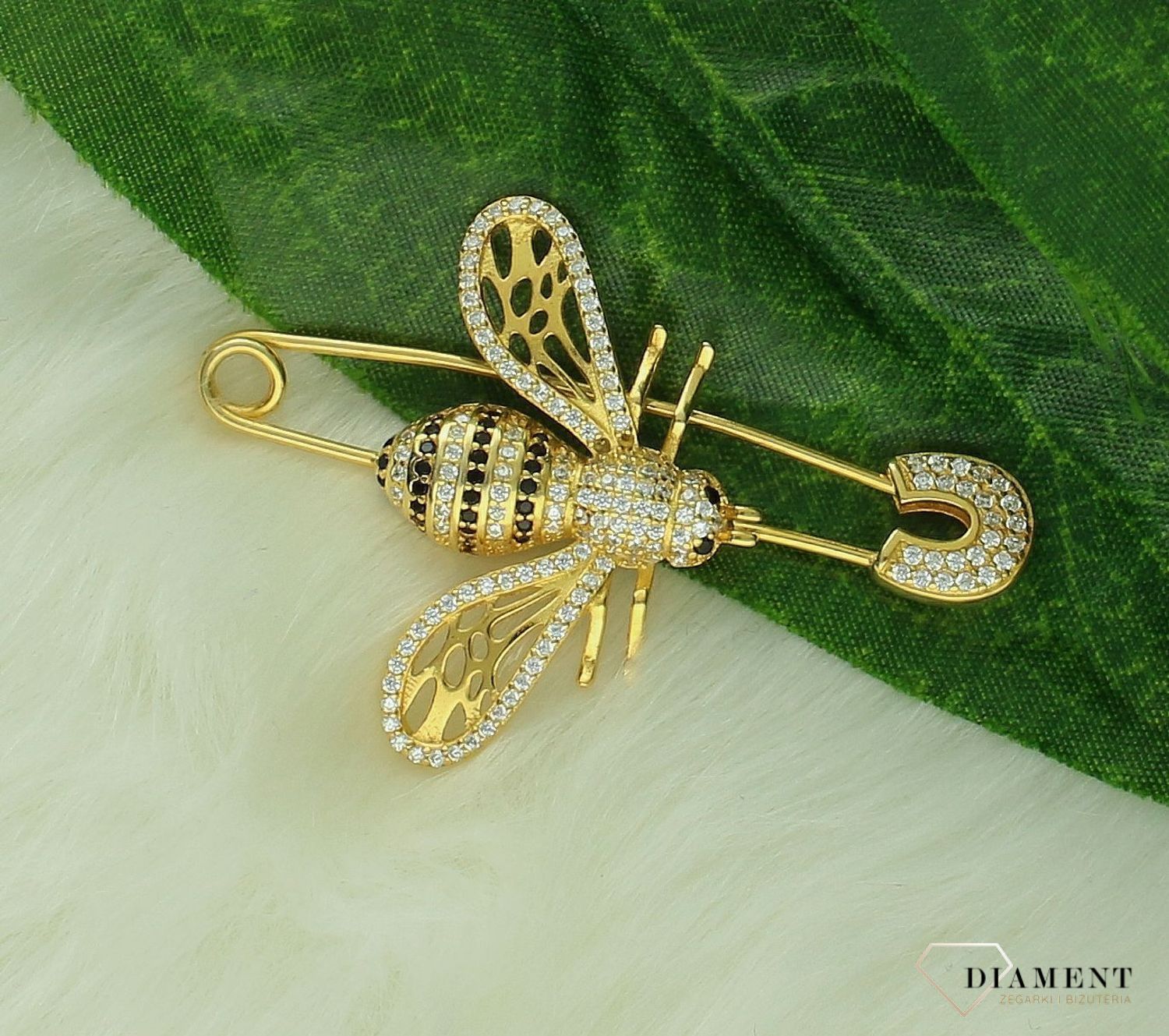 Broszka srebrna pozłacana Pszczoła agrafka DIA-BRO-IM991022BRR-Z-925. Biżuteria pozłacana. Agrafka złota. Pszczoła agrafka. Pszczoła gucci agrafka. Pomysł na prezent dla kobiety na walentynki. Modne dodatki..jpg