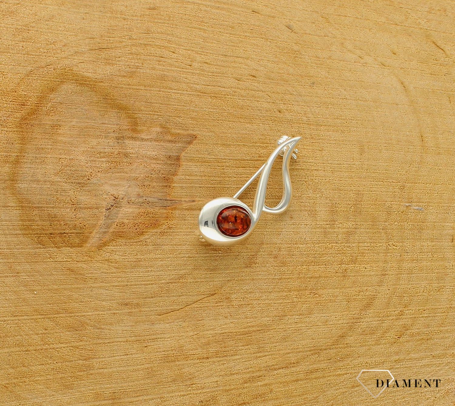 Srebrna broszka damska Nutka muzyka Srebro i Bursztyn DIA-BRO-NUTKA-925as.jpg