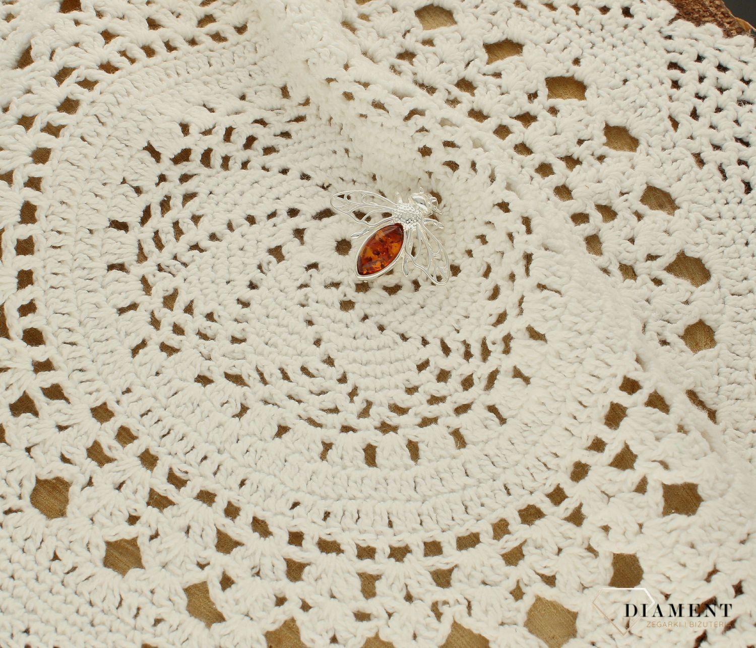 Srebrna broszka damska Pszczoła Srebro i polski bursztyn DIA-BRO-PSZCZOŁA-925ds.jpg