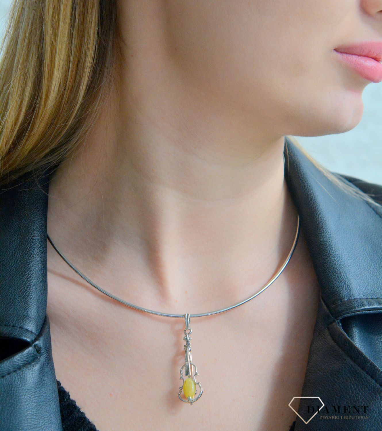 Srebrna broszka zawieszka damska 925 skrzypce z bursztynem mlecznym DIA-BRO-SKRZYPCE1-925 (2).jpg