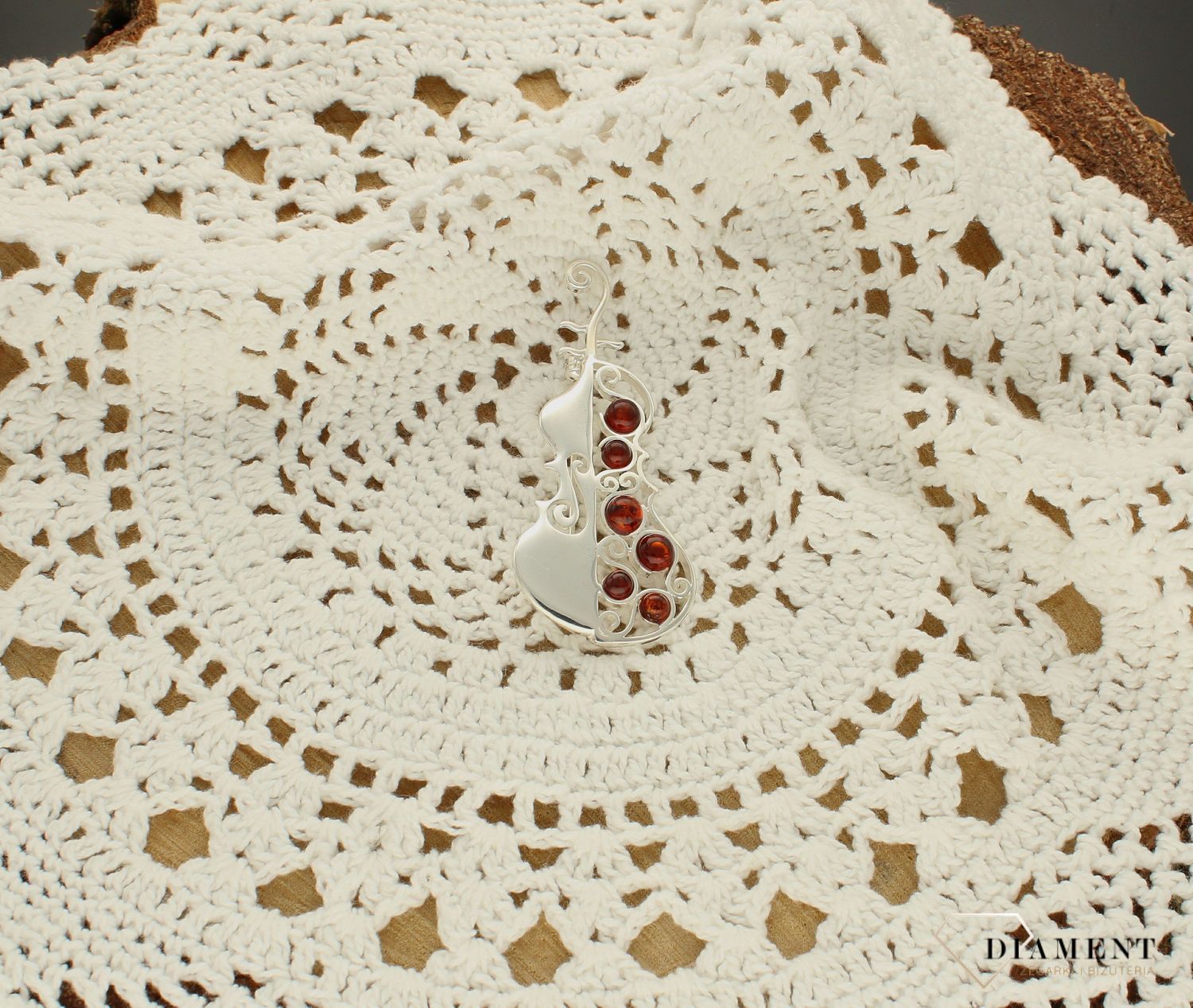 Srebrna broszka damska Wiolonczela Srebro i polski bursztyn DIA-BRO-WIOLONCZELA-925ds.jpg