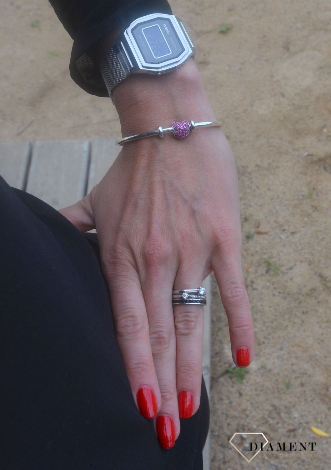 Charms do bransoletki różowe serce. ✓ Bransoletki typu Pandora. ✓.jpg