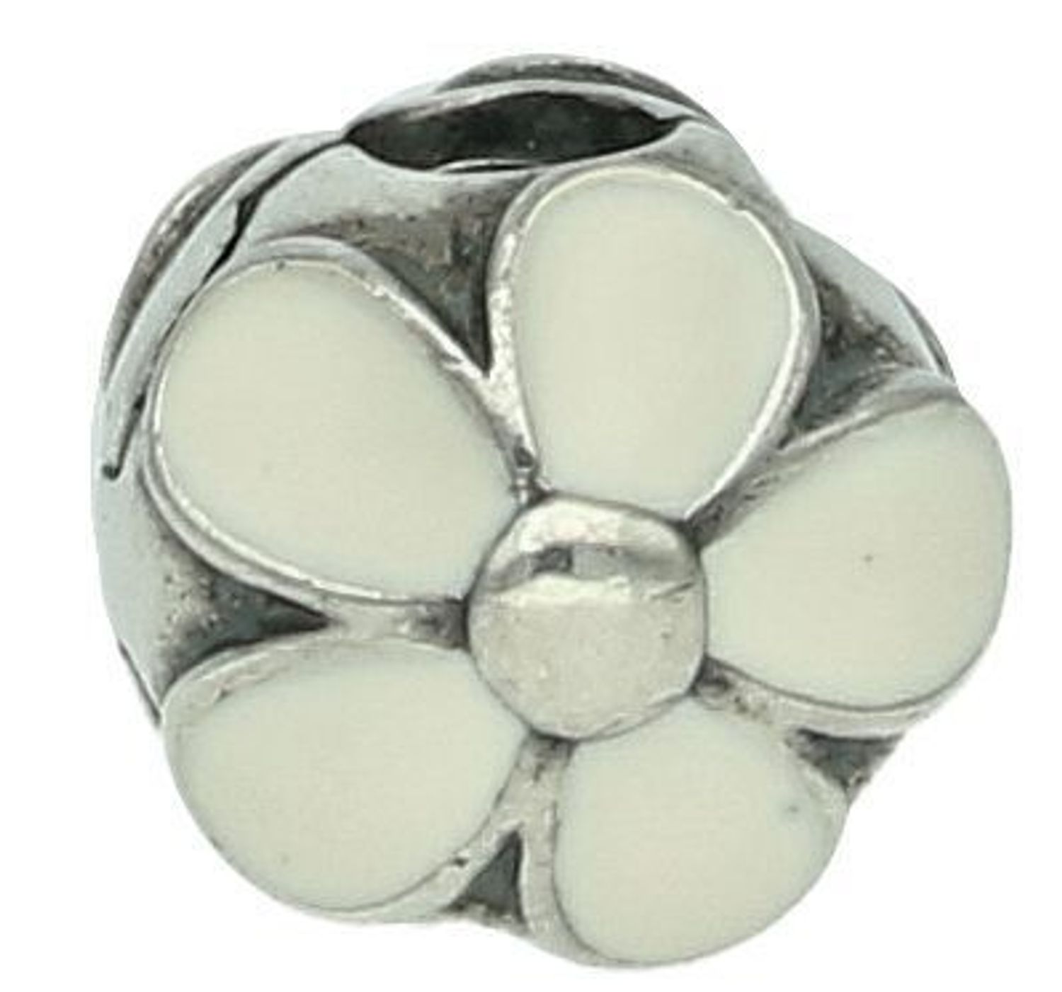 Charms klips biały kwiat srebro 925, DIA-CHA-11906-925 Klips do bransoletek typu Pandora srebro 925. Modny charms do bransoletki ozdobny klips. Ponadczasowa biżuteria w formie charmsów do 1.jpg