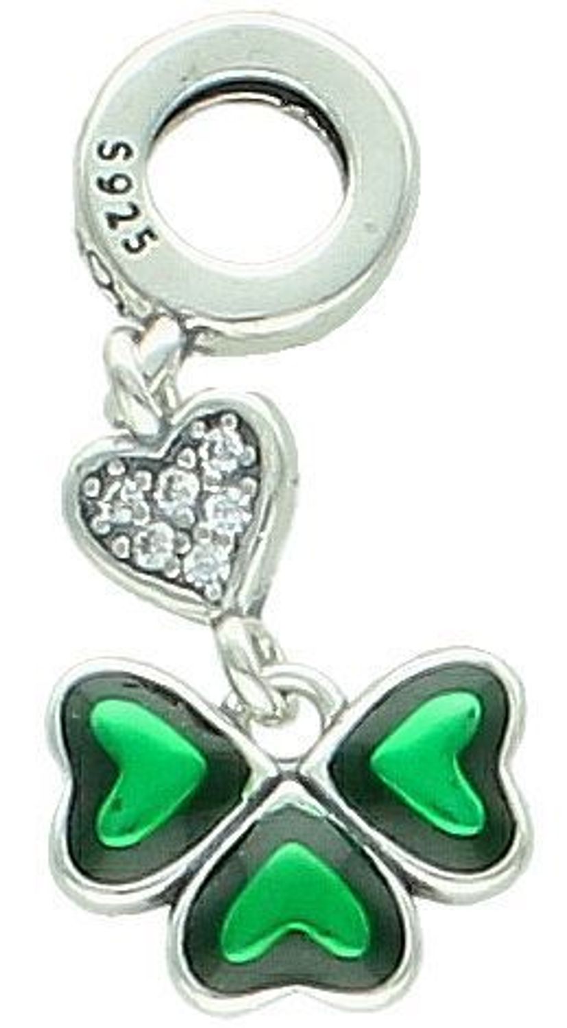 Charms Moments srebrny 925 wiszący zielone serca DIA-CHA-12338-925. Srebrny charms do bransoletki. Charms wiszący do bransoletki typu Pandora. Charms do bransoletki modułowej. Charms jako prezent dla kobiety.1.jpg