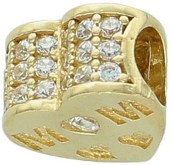 Charms złoty serce z napisem MOM próba 585, DIA-CHA-12933-585 Charm złoty w kształcie serca z napisem MOM, ozdobiony cyrkoniami, model DIA-CHA-12933-585, to uroczy i pełen emocji dodatek,2.jpg