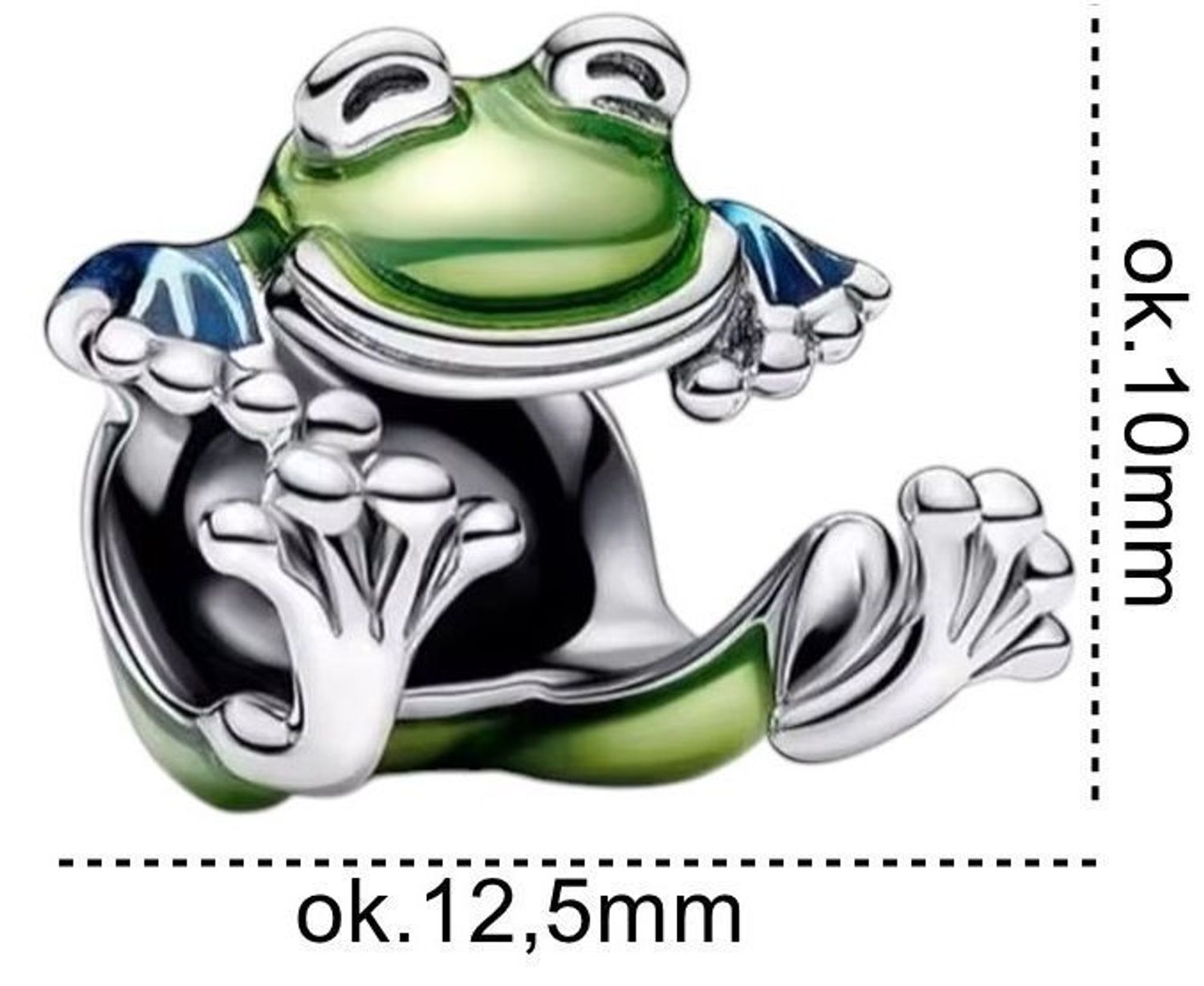 charms żaba, charms żabka, zawieszka żaba srebrna, charms z emalią, DIA-CHA-13187-925, charms Ag 925, biżuteria wesoła, charms natura, prezent z humorem, srebro rodowane1.jpg