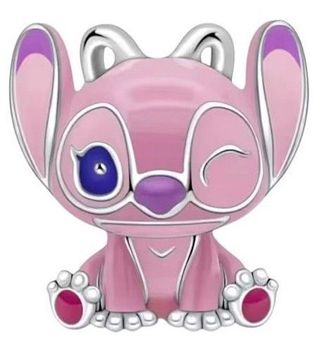 Zawieszka charms Angel z bajki „Lilo i Stitch”. Wykonana ze srebra rodowanego Ag 925, ozdobiona emalią w kolorze różu i fioletu. Uroczy prezent dla fana Disneya!2.jpg