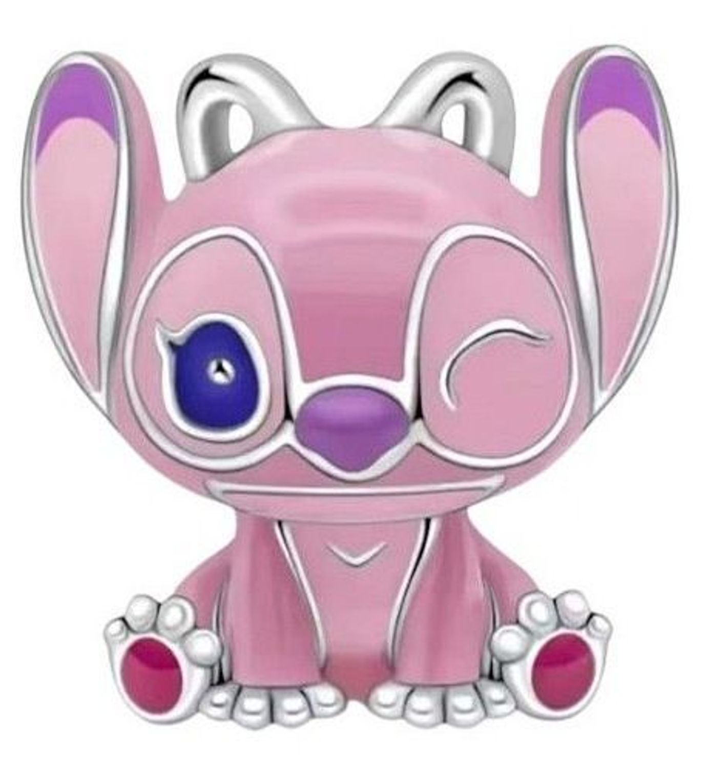 Zawieszka charms Angel z bajki „Lilo i Stitch”. Wykonana ze srebra rodowanego Ag 925, ozdobiona emalią w kolorze różu i fioletu. Uroczy prezent dla fana Disneya!2.jpg