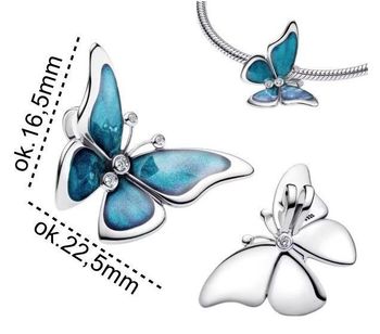 Zawieszka charms Motyl z niebieską emalią i cyrkoniami. Wykonana ze srebra rodowanego Ag 925. Symbol lekkości i przemiany – idealna na prezent!1.jpg