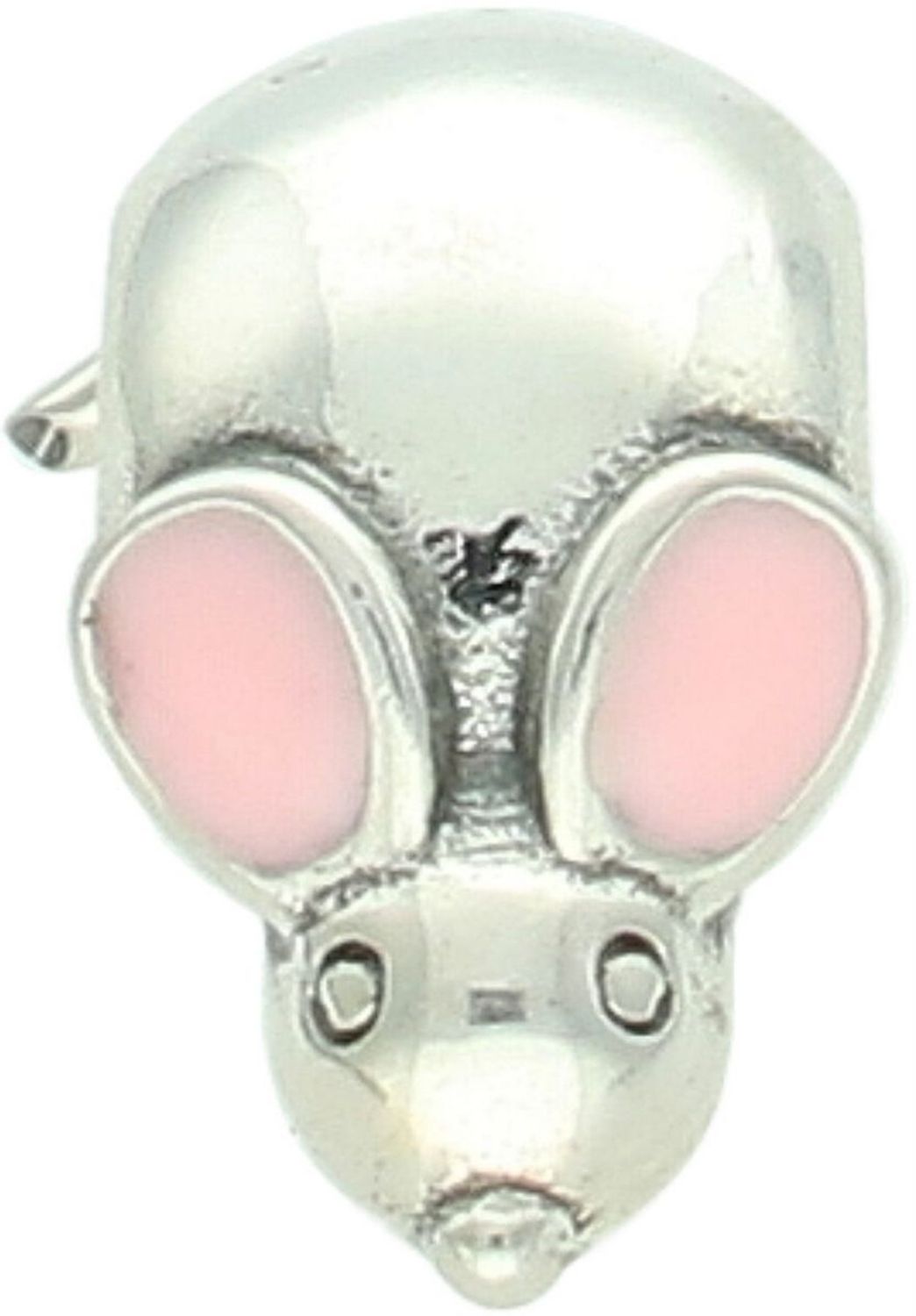 Uroczy charms srebrny 925 w kształcie myszki z różowymi uszami z emalii. Wymiary 1,5×0,8 cm, waga 2,00 g. Idealny do bransoletki lub na prezent.2.jpg