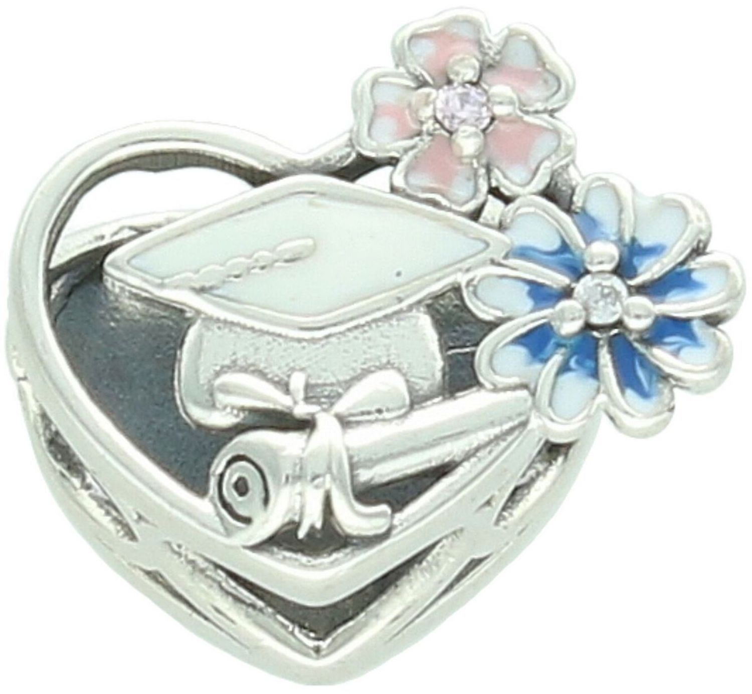 Srebrny charms 925 w kształcie serca z napisem “Congratulations, you did it!” i motywem czapki absolwenta. Symbol sukcesu i gratulacji. Waga 2,60 g, wielkość 1,4 cm.1.jpg